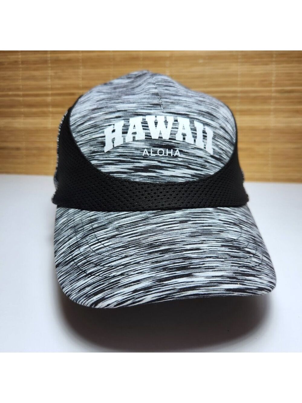 Robin Ruth Hawaii Aloha Hat Adjustable Black and White with Mesh Detail Around